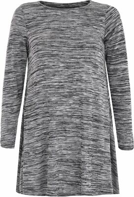 Damen Space Dye Print Swing Skater Kleid Damen Langarm Kleid