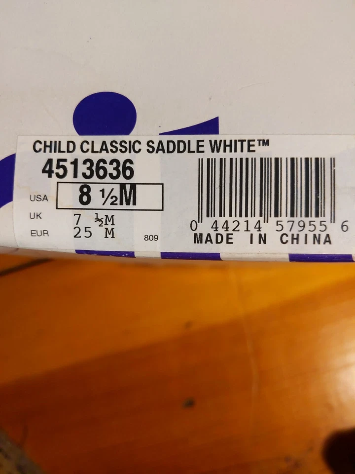 Stride Rite Toddler Boy Classic Saddle Oxford Shoe White Leather Size 8.5 M - Image 3 of 4
