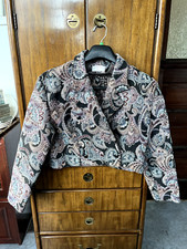 VTG Tapestry Jacket Crop Floral Buttons SZ M/L one-of-a-kind Hand Made by Leslie