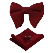 Bow Ties for Men Pre-Tied Bow Tie Vintage Tuxedo Oversized Velvet Bow Burgundy