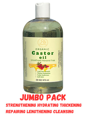 Castor Oil for Hair Growth, Skin, Nails, Thick Eyebrows, Eyelashes 16 FL oz