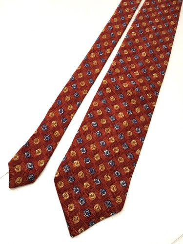 Authentic AIGNER Striped of Ball Design On Red 100% Silk Necktie Tie - Picture 4 of 11