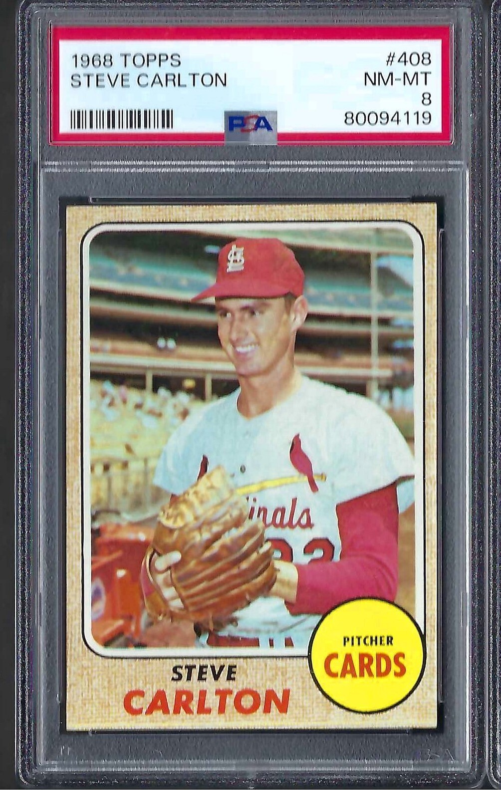 1968 Topps # 408 Steve Carlton Cards HOF NM MT PSA 8