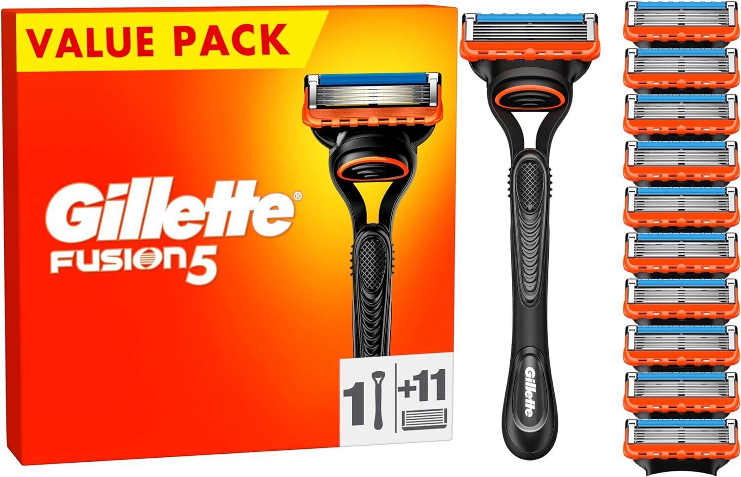 Gillette Fusion 5 RASOIO UOMO, 1 Rasoio a Mano Libera, 11 LAMETTE DA BARBA...