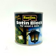 Rustins Satin Black Paint - Quick Dry for Wood, MDF Brickwork & Metal - 250ml