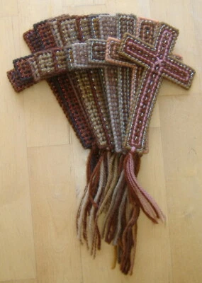 HANDCRAFTED CROSS BOOKMARK OBLATION ORDINATION BAPTISM COMMUNION EASTER XMAS - BROWN CHOOSE