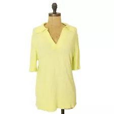 Rails Augusta Polo Sweater Collared Top L Lemon Mousse Yellow  EUC B24