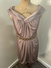 Hoaglund of New York Cement Champagne Off Shoulder Evening Dress Size 10