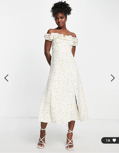 knee length dresses for ladies Livvy Strappy Linen Midi Dress Mercia Floral
