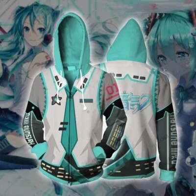 Miku Hatsune Anime Manga Kapuzen Sweatshirt Hoodie Jacket Jacke Sweatjacke Coat