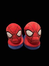 Marvel Spiderman Slippers Boys Size Small 5/6 Red Blue Plush Slip On Shoes