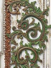 Vintage Green and Gold Floral Wall Design Poster 18x24in