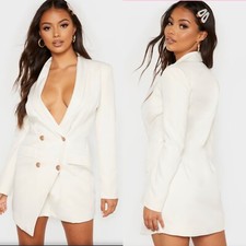 NEW Pretty Little Thing DOUBLE BREASTED BOYFRIEND BLAZER Dress SZ 4