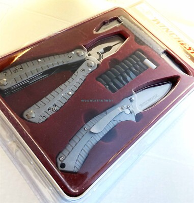Winchester Combo Multi Plier Tool, Stockman & Lock Folder Knife Gift Set Tin