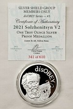 1oz 2021 disOBEY Solzhenitsyn V2 Silver Shield Proof Coin #3 disOBEY Series 100.00 per troy oz