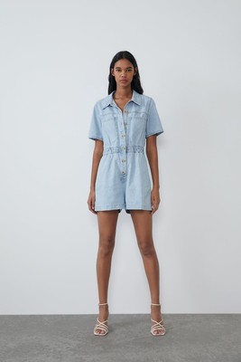 zara denim playsuit