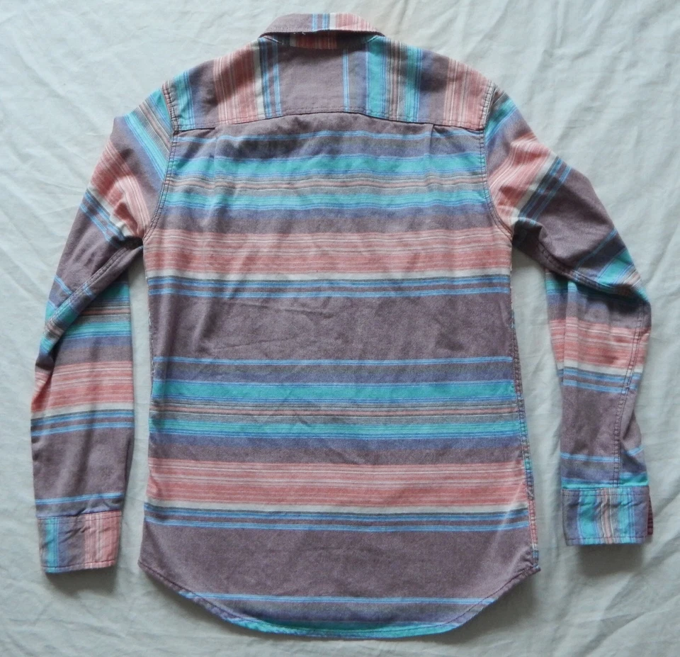 Camisa listrada rosa roxa manga longa com botões - Pequena masculina diversão moderna - Imagem 2 de 4