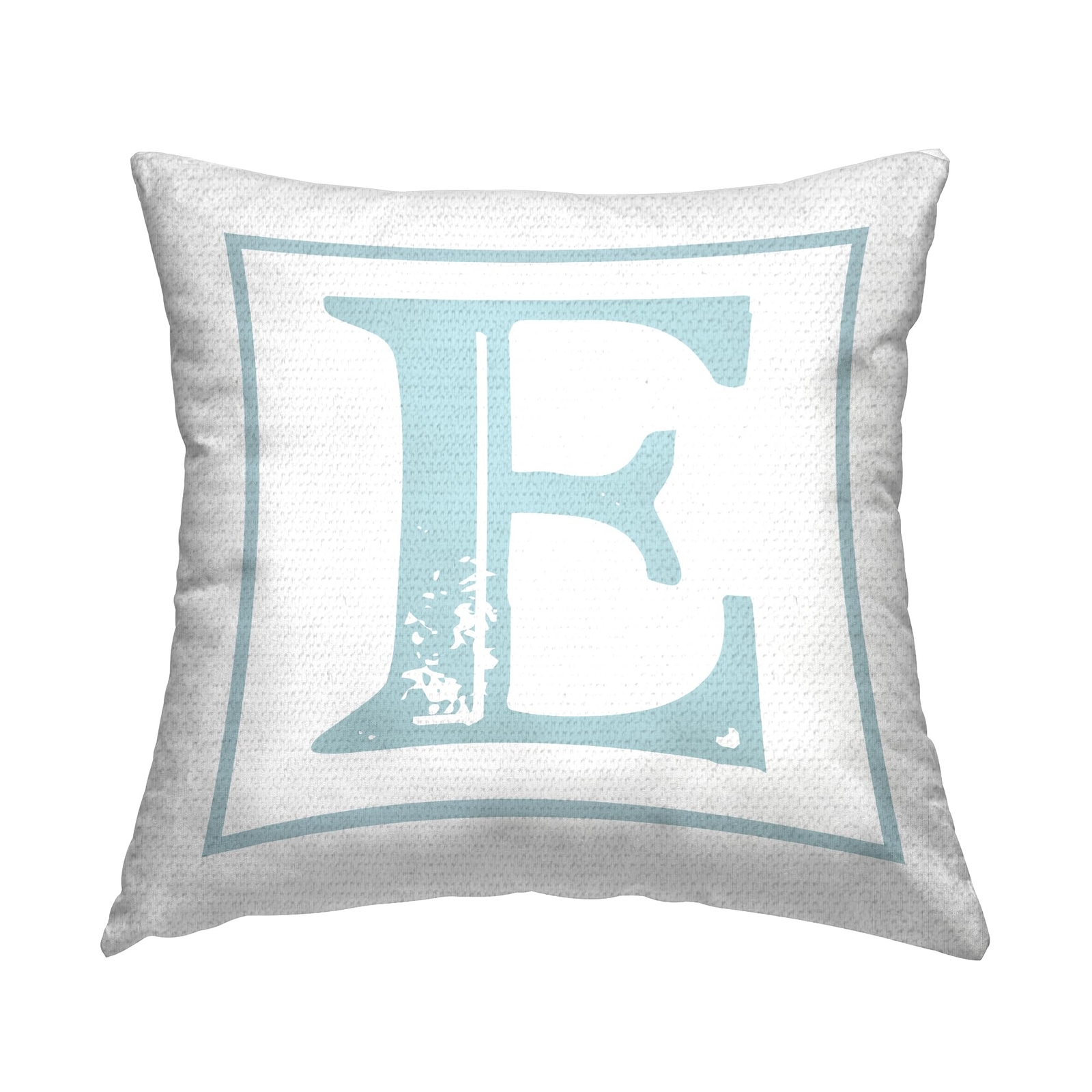 Antique Blue Initial Letter E Outdoor Printed Pillow 18x18 Inches