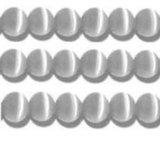 10mm Cat's Eye Bead Strands Grade "A" Fiber Optic Grey