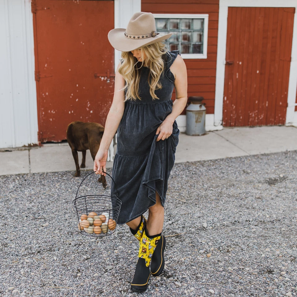HISEA Mujer Bota de Lluvia y Nieve Impermeable Antideslizante Tirar de la Manga Jardín Bota de Barro Foto 4 de 4