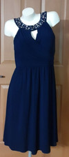 J Howard Navy Evening Dress Sleeveless Surplice Neck Gathered Skirt Size 12 NWD