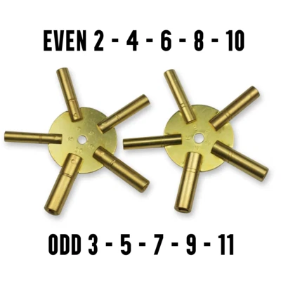 RADIATOR PARTS CLOCK WINDING KEYS brass spider star ODD 3-5-7-9-11 EVEN 2-4-6-8-10 old winder