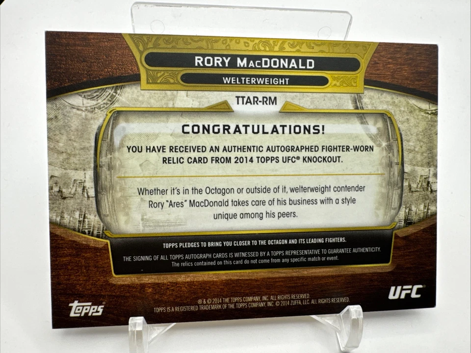Rory MacDonald 2014 Triple Threads Auto Relic 2/18 UFC - 1959 - Image 2 of 2
