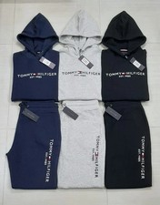 Tommy Hilfiger Jogger Sweatsuit 2PC Pants SPELL OUT Hoodie Athleisure