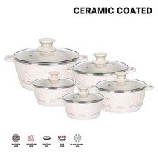 Ceramic Coated 5 Pc Non Stick Aluminium Die Cast Induction Stockpot Cookware Set