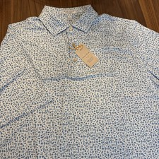 Peter Millar Mens SZ XL White Blue Performance Polo Mens Back Logo NWT