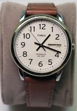 Timex Men's Easy Reader 35mm Brown Leather Strap Watch - New Battery - Beautiful