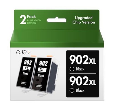 2 Pack Compatible 902XL Ink Cartridges Combo Pack Upgraded Chip Pro 6978 6958 