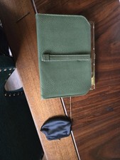 1960s Vintage Leather Green And Gold Evening Bag Purse Clutch With Coin Purse