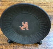 Wedgwood Egyptian Trinket Dish Black Jasper Winged Sphinx Motif in box 11.8 cm