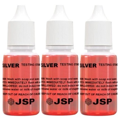 3 Bottles Silver Test Acid Testing Sterling Jewelry Solution Liquid Metal Tester