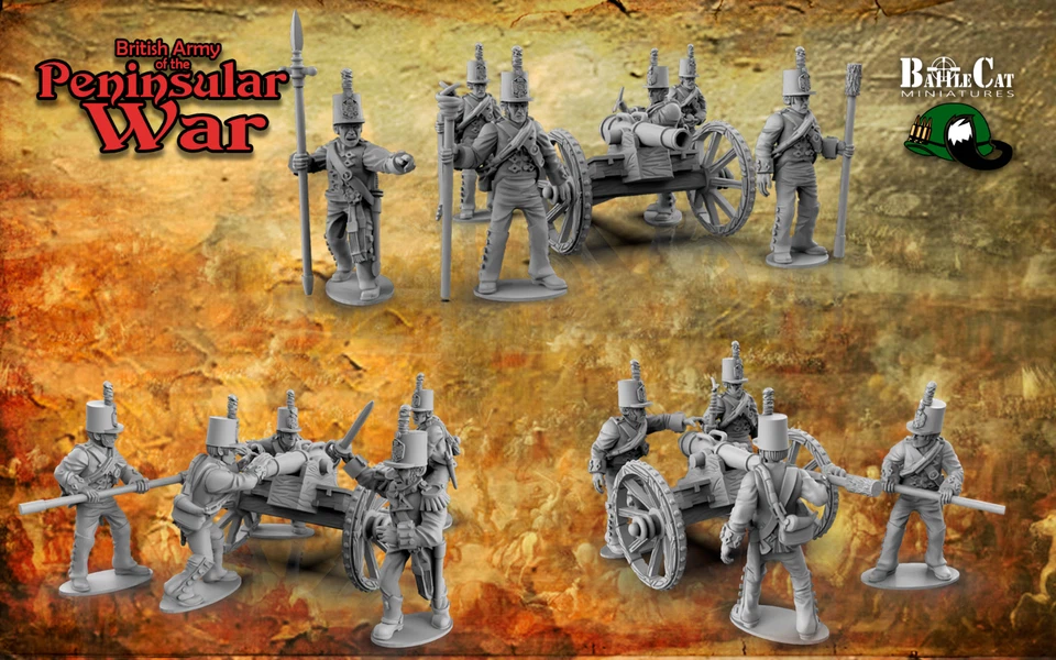 PIANO MINIATURES 28mm Napoleonic Peninsular - British Artillery - 4 Pdr Guns and Crew