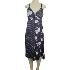 American Rag Womens Small Mixed Print Floral Polka-dot Stretchy Midi Dress NEW