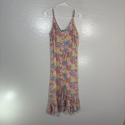 Rails Frida Flower Meadow Dress Womens Small Floral Button Front Midi Ruffle Hem