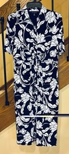 White House Black Market Dress Matte Jersey Ruched Tie-Front Midi Floral SZ.8