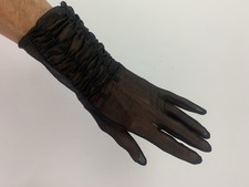 Vintage Shalimar Size 6 fancy dressy gloves Black Chiffon Sheer