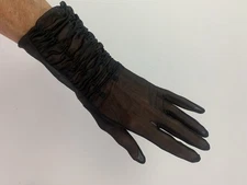 Vintage Shalimar Size 6 fancy dressy gloves Black Chiffon Sheer