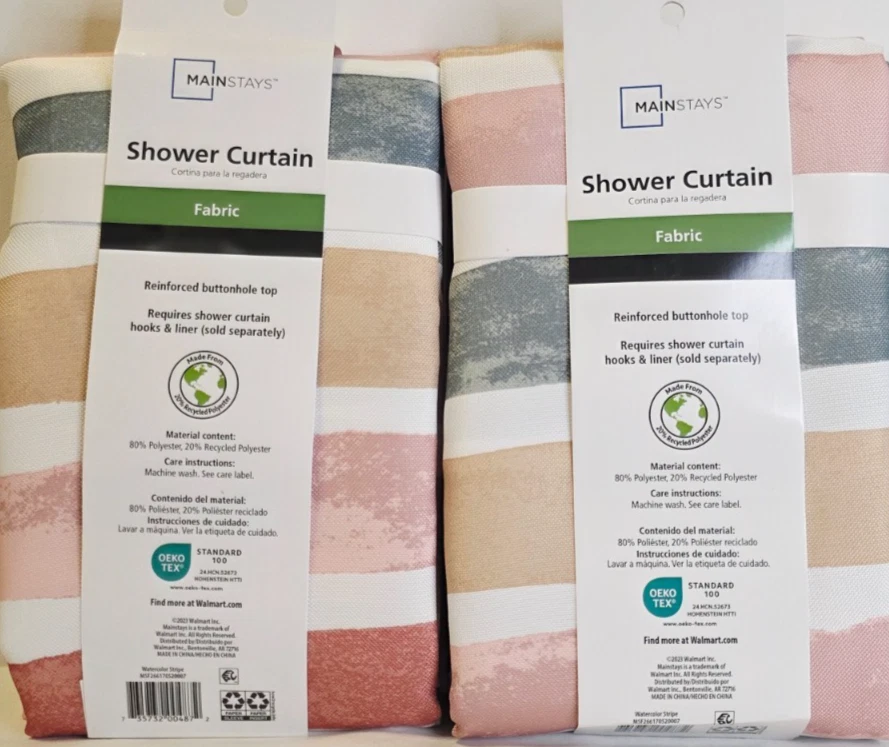 Set Of 2 Mainstays Fabric Shower Curtain Bold Floral Pattern 72x72 Inches New - Image 2 of 3