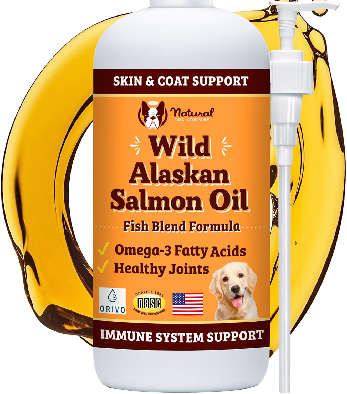 Wild Alaskan Salmon Oil Formula with Omega 3, Fish Oil for Dogs Supplement, Skin