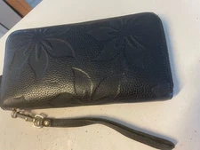 Bostanten Wristlet Wallet  Embossed  Floral Blacm