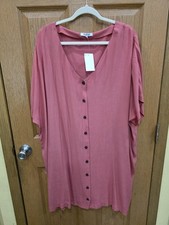 Madewell Tunic Shirt Dress Womens 2X New Copper Viscose Button Front Boho Flowy