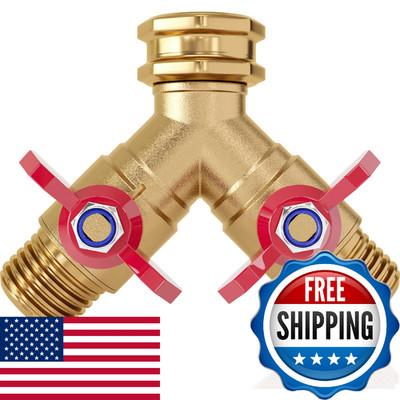 DBR Tech  Garden Hose Splitter 2 Way | Full Flow & Heavy Duty Leak-Proof Brass W