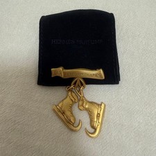 HERMES Ice Skate Boot Brooch LES FETES EN HERMES Gold Vintage