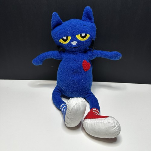 Merrymakers Pete die Katze rotes Herz Bohnenboden blau Stofftier Katze Plüschtier 12 Zoll