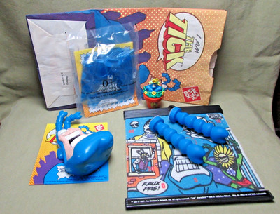 1997 THE TICK JACK IN THE BOX KID MEAL TOY LOT & BAG figure Beach Ball Darts