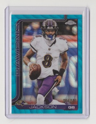 2025 Topps Chrome -  Lamar Jackson /199 Aqua Wave Refractor - Baltimore Ravens
